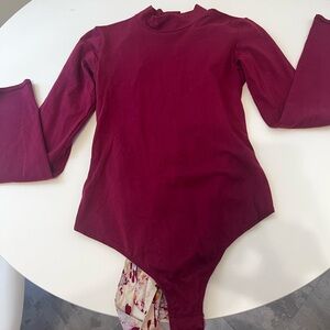 Free People Burgundy Bodysuit